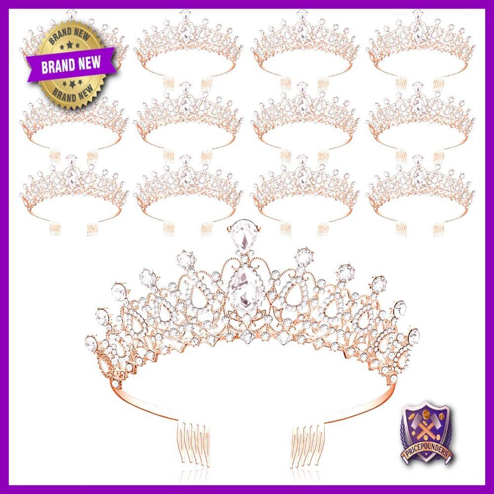 Crystal Tiara Set Elegant Rhinestone Crowns Wedding Prom Party Hair Accessories